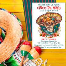 Cinco de Mayo Chihuahua Wearing Sombrero & Serape