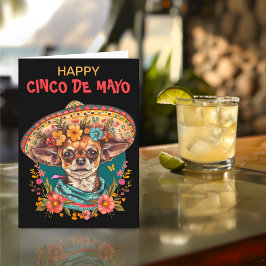 Cinco de Mayo Chihuahua Wearing Sombrero & Serape Feiertagskarte