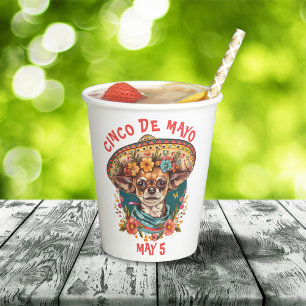 Cinco de Mayo Chihuahua Wearing Sombrero & Serape Pappbecher