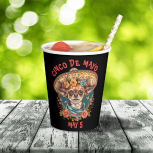 Cinco de Mayo Chihuahua Wearing Sombrero & Serape Pappbecher