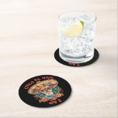 Cinco de Mayo Chihuahua Wearing Sombrero & Serape Runder Pappuntersetzer (Vor Ort)