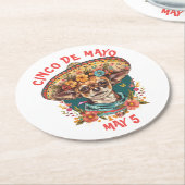 Cinco de Mayo Chihuahua Wearing Sombrero & Serape Runder Pappuntersetzer (Angewinkelt)