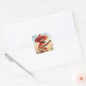 Cinco de Mayo Chili Guitar Player Quadratischer Aufkleber (Umschlag)