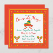 Cinco de Mayo Chili Paprikaschoten und Sombrero Einladung (Vorne/Hinten)