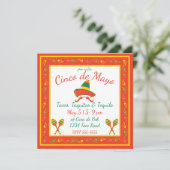 Cinco de Mayo Chili Paprikaschoten und Sombrero Einladung (Stehend Vorderseite)