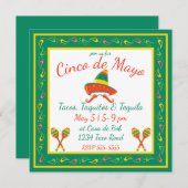 Cinco de Mayo Chili Paprikaschoten und Sombrero Einladung (Vorne/Hinten)