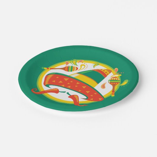 Cinco de Mayo Chili Paprikaschoten und Sombrero Pappteller (Schrägansicht)