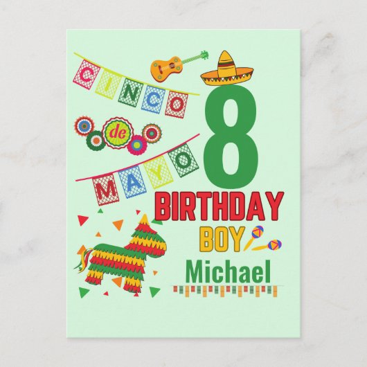 Cinco de Mayo Colorful Birthday Boy Fiesta Party Postkarte (Vorderseite)