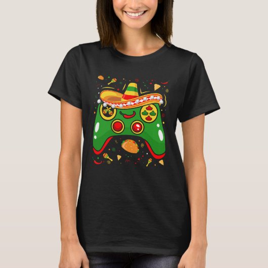 Cinco De Mayo Controller Gaming Gamer Mexico Fiest T-Shirt (Vorderseite)