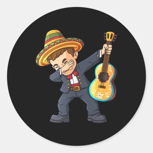 Cinco de Mayo Dabbing Mariachi Mexikanische Jungen Runder Aufkleber (Vorderseite)