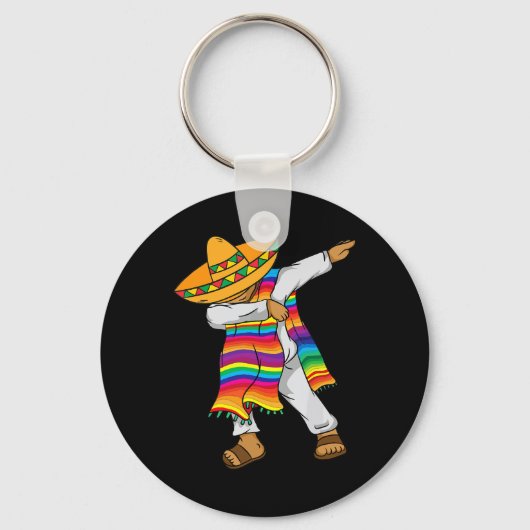 Cinco De Mayo Dabbing Mexican Poncho Kinder Kleink Schlüsselanhänger (Vorderseite)