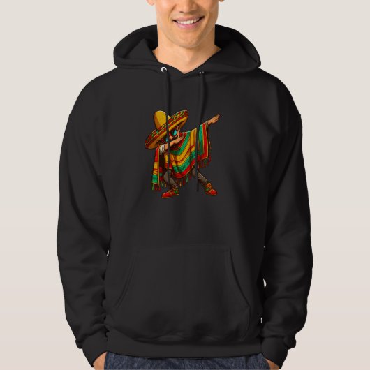 Cinco de Mayo Dabbing Mexican Poncho Sombrero Hat Hoodie (Vorderseite)