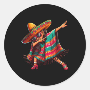 Cinco De Mayo Dabbing Mexican Women Girl Funny Cin Runder Aufkleber