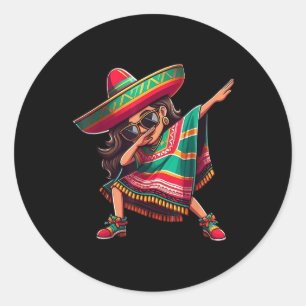Cinco De Mayo Dabbing Mexican Women Girl Funny Cin Runder Aufkleber