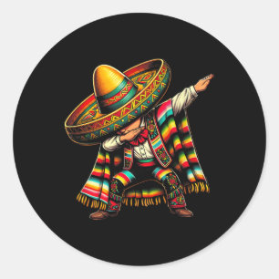 Cinco De Mayo Dabbing Mexikanischer Boy Dance Fu Runder Aufkleber