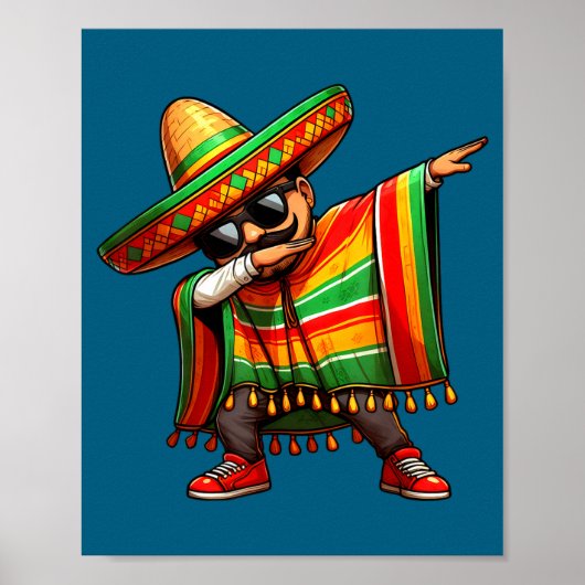 Cinco de Mayo Dabbing mexikanischer Poncho Sombrer Poster (Vorne)