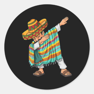Cinco de Mayo Dabbing Poncho Sombrero Fun Mexikani Runder Aufkleber