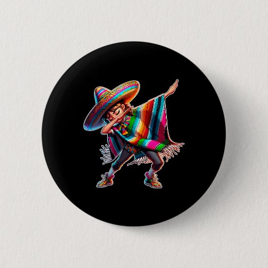 Cinco De Mayo Dabbing Poncho Sombrero Mexican Dab Button (Vorderseite)