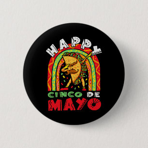 Cinco De Mayo Dabbing Taco Rainbow Mexican Festiva Button