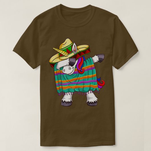 Cinco De Mayo Dabbing Unicorn Poncho Sombrero Mexi T-Shirt (Design vorne)