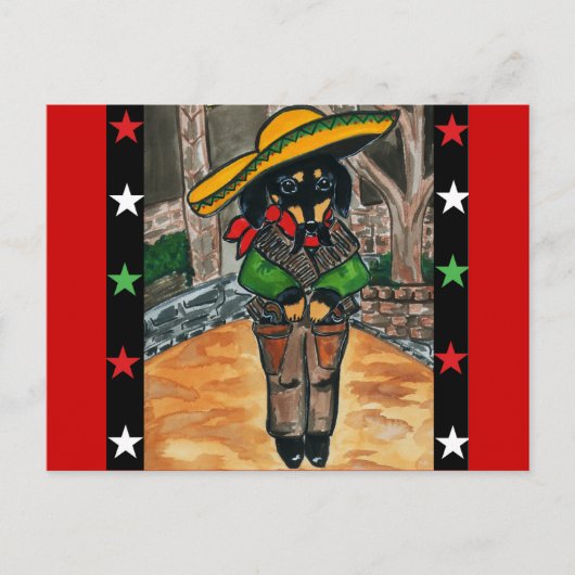 Cinco de Mayo Dachshunde Postkarte (Vorderseite)