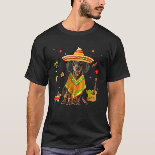 Cinco de Mayo Dackel Party Damen Männer Kinder Som T-Shirt (Vorderseite)