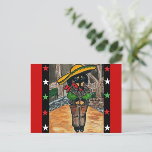Cinco de mayo Dackeln Postkarte (Stehend Vorderseite)