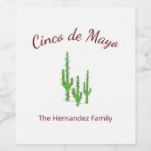 Cinco de Mayo Desert Cactus Fiesta Party Weinetikett (Einzelnes Label)
