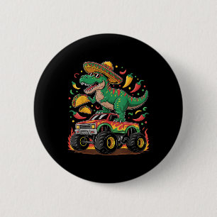 Cinco De Mayo Dinosaur Taco Monster Truck Sombrero Button