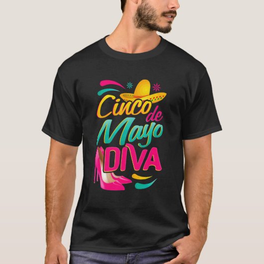 Cinco de Mayo Diva mit einem mexikanischen Sombrer T-Shirt (Vorderseite)