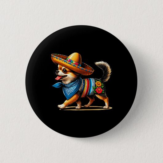 Cinco De Mayo Dog Funny Chihuahua Coole mexikanisc Button (Vorderseite)
