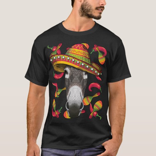 Cinco de Mayo Donkey Sombrero Mexican Fiesta Party T-Shirt (Vorderseite)