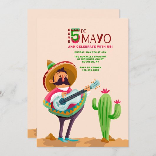 Cinco de Mayo Einladung (Vorne/Hinten)