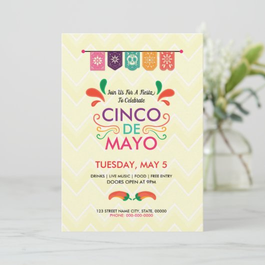 Cinco De Mayo Einladung Flyer (Stehend Vorderseite)