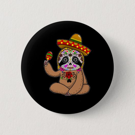 Cinco De Mayo Faultier Halloween Mexikanischer Tag Button (Vorderseite)