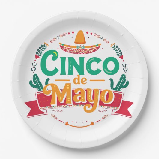 Cinco de Mayo Festliches Fiesta Sombrero Pappteller (Vorderseite)
