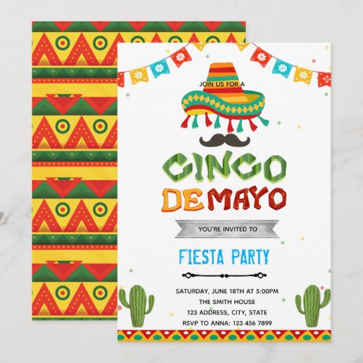 Cinco de mayo fiesta einladung (Vorne/Hinten)