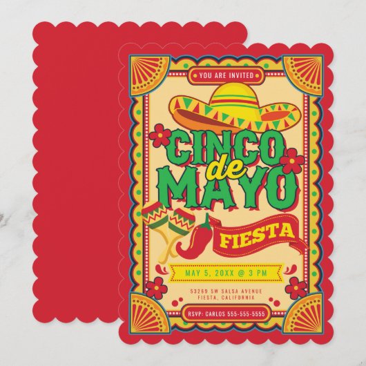 Cinco de Mayo Fiesta Einladung (Vorne/Hinten)