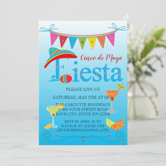 Cinco De Mayo Fiesta Einladung (Stehend Vorderseite)