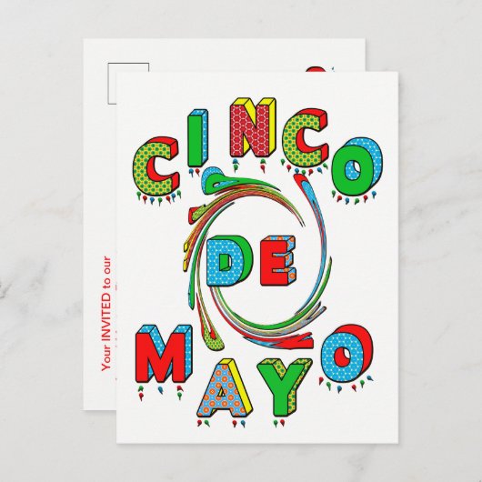 Cinco de Mayo Fiesta Einladung - Postkarte (Vorne/Hinten)