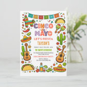 Cinco de Mayo Fiesta – Farbige Partyfeier Einladung (Stehend Vorderseite)