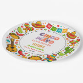 Cinco de Mayo Fiesta – Farbige Partyfeier Pappteller (Schrägansicht)
