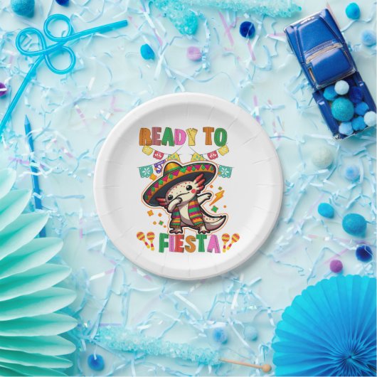 Cinco de Mayo Fiesta Fun Adorable Axolotl Party Pappteller (Party)