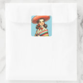 Cinco de Mayo Fiesta Gastgeschenk Quadratischer Aufkleber (Tasche)