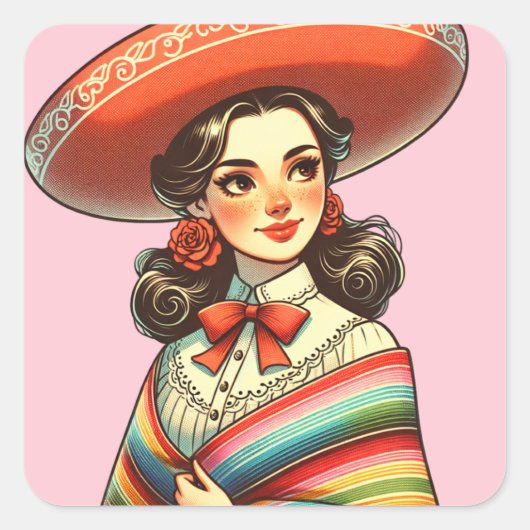 Cinco de Mayo Fiesta Gastgeschenk Quadratischer Aufkleber (Vorderseite)