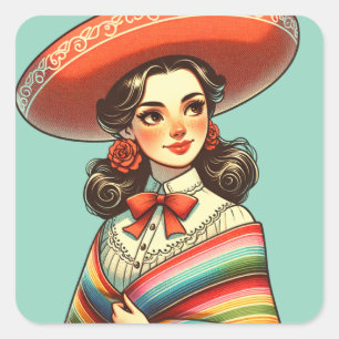 Cinco de Mayo Fiesta Gastgeschenk Quadratischer Aufkleber