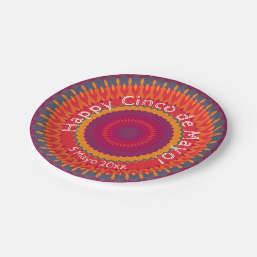 Cinco de Mayo Fiesta Kaleidoscope Pappteller (Schrägansicht)