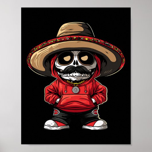 Cinco De Mayo Fiesta Mexico Skeleton Party Sombrer Poster (Vorne)