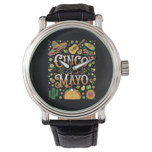 Cinco De Mayo Fiesta Niedliche Elemente des Party Armbanduhr
