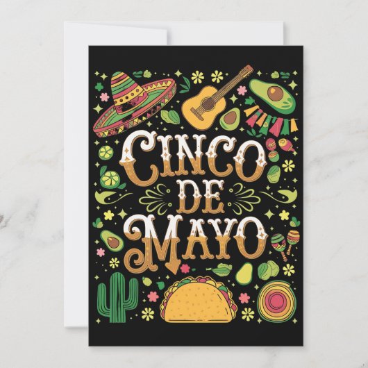 Cinco De Mayo Fiesta Niedliche Elemente des Party Einladung (Vorderseite)